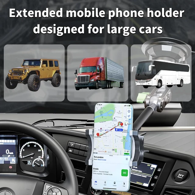 Alt view image 3 of 7 - Car Phone Holder-Phone Mount for Car Windshield & Truck-Holder with 360° Rotating Metal Arm-Mount with Super Stable Suction Cup for All Vehicles