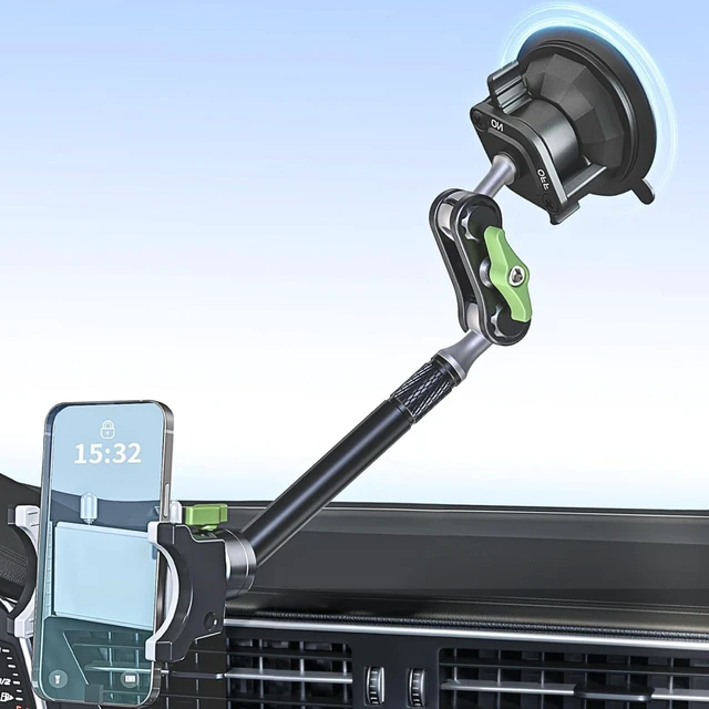 Main image of Car Phone Holder-Phone Mount for Car Windshield & Truck-Holder with 360° Rotating Metal Arm-Mount with Super Stable Suction Cup for All Vehicles
