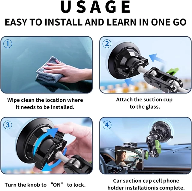 Alt view image 6 of 7 - Car Phone Holder-Phone Mount for Car Windshield & Truck-Holder with 360° Rotating Metal Arm-Mount with Super Stable Suction Cup for All Vehicles