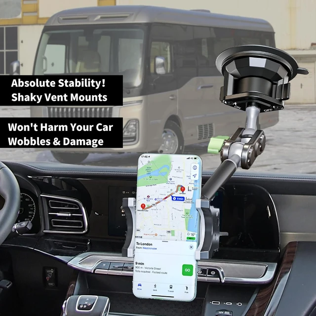Alt view image 7 of 7 - Car Phone Holder-Phone Mount for Car Windshield & Truck-Holder with 360° Rotating Metal Arm-Mount with Super Stable Suction Cup for All Vehicles