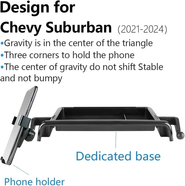 Alt view image 6 of 6 - Car Phone Holder Center Console Organizer For Chevy Suburban 2021 2022 2023 2024Tahoe 2021-2024GMC Yukon 2021-2024 SLE, SLT, AT4 Not fit Denali & Denali UltimateAuto Accessories Mount case