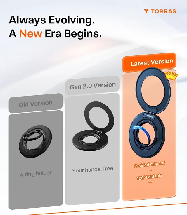 Alt view image 2 of 7 - 2025 Flagship 360 Magnetic Phone Grip Ring Holder Kickstand, Blue