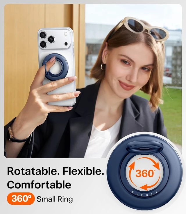 Alt view image 3 of 7 - 2025 Flagship 360 Magnetic Phone Grip Ring Holder Kickstand, Blue