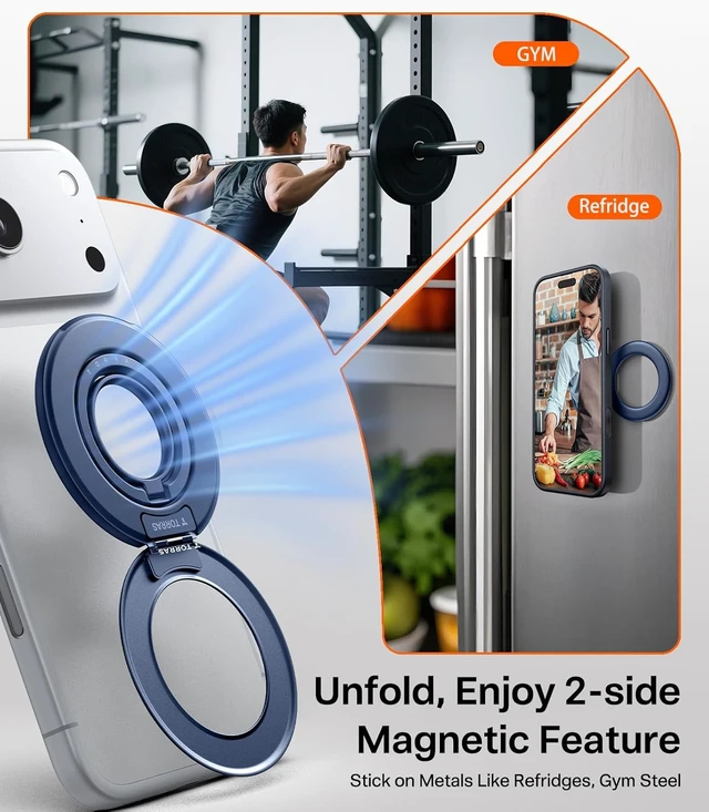 Alt view image 5 of 7 - 2025 Flagship 360 Magnetic Phone Grip Ring Holder Kickstand, Blue