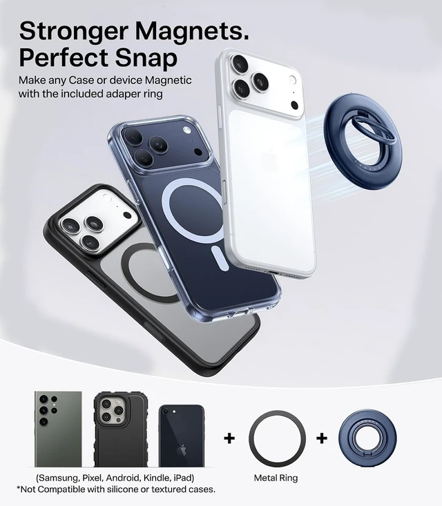 Alt view image 7 of 7 - 2025 Flagship 360 Magnetic Phone Grip Ring Holder Kickstand, Blue