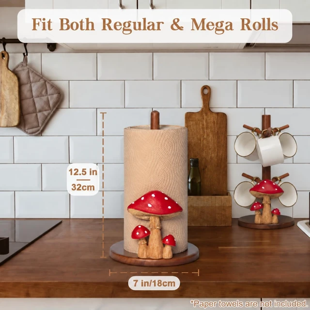 Alt view image 2 of 7 - Mushroom Paper Towel Holder Kitchen Decor Cottagecore Retro Whimsical Funky