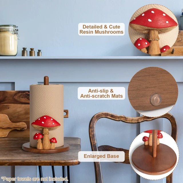 Alt view image 4 of 7 - Mushroom Paper Towel Holder Kitchen Decor Cottagecore Retro Whimsical Funky