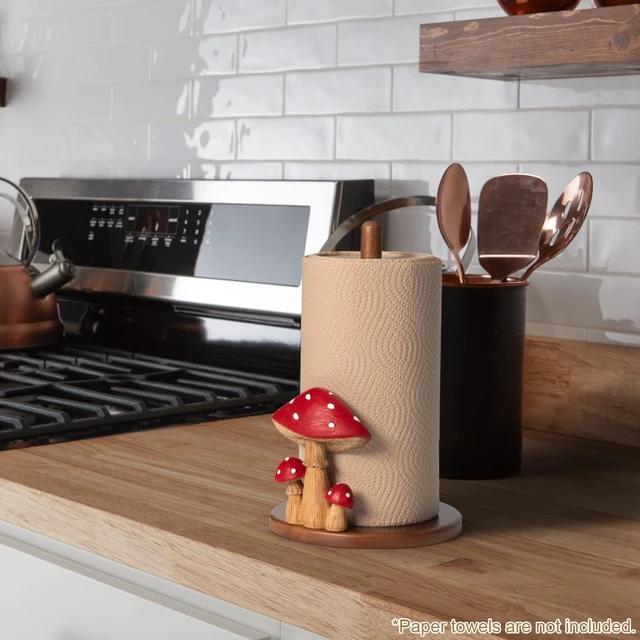 Alt view image 7 of 7 - Mushroom Paper Towel Holder Kitchen Decor Cottagecore Retro Whimsical Funky