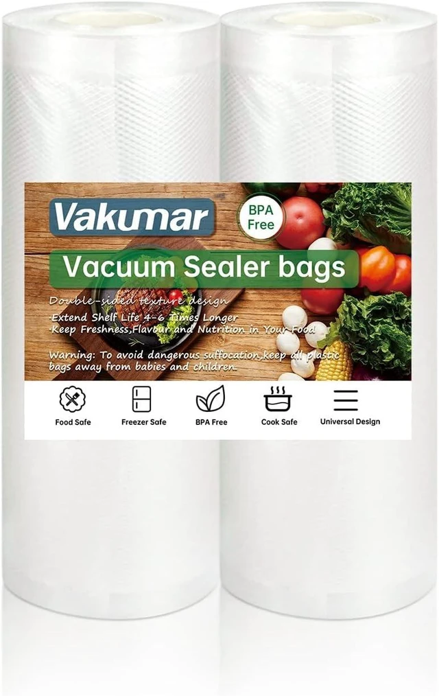 Main image of Vacuum Sealer Bags 2 pack 11''x60' Rolls for Food, Seal a Meal, Commercial Grade, BPA Free, Commercial Grade, Great for Storage, Meal prep and Sous Vide