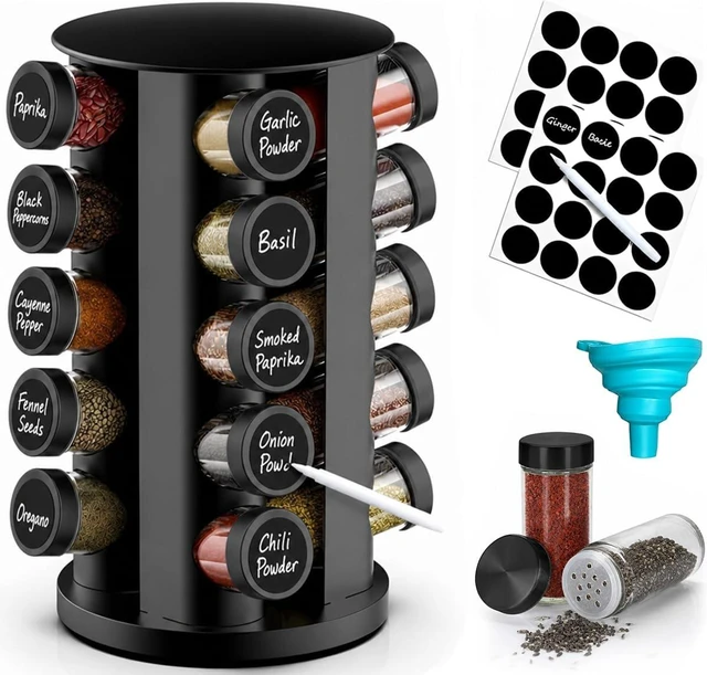 Main image of Rotating Spice Rack Organizer for Cabinet, Spice Racks Storage with 20 Jars, Spinning Spice rack for Kitchen Countertop, Spice Holder,Seasoing Storage Racks, Black