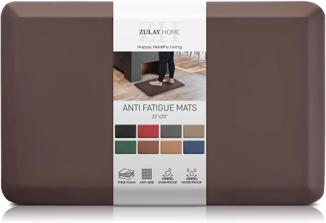 Main image of Large 20 x 32 Inch Anti Fatigue Floor Mat - 3/4 Inch Thick Cushioned Kitchen Mats for Standing - Comfortable Padded Floor Mats for Standing Work Desk - Memory Foam Kitchen Mat - Brown