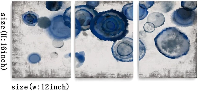 Alt view image 6 of 7 - Abstract Watercolor Wall Painting Pictures for Bathroom Wall Decor Navy Blue Canvas Prints Blue and White Wall Art for Bedroom Kitchen Office 12"x16"x3p
