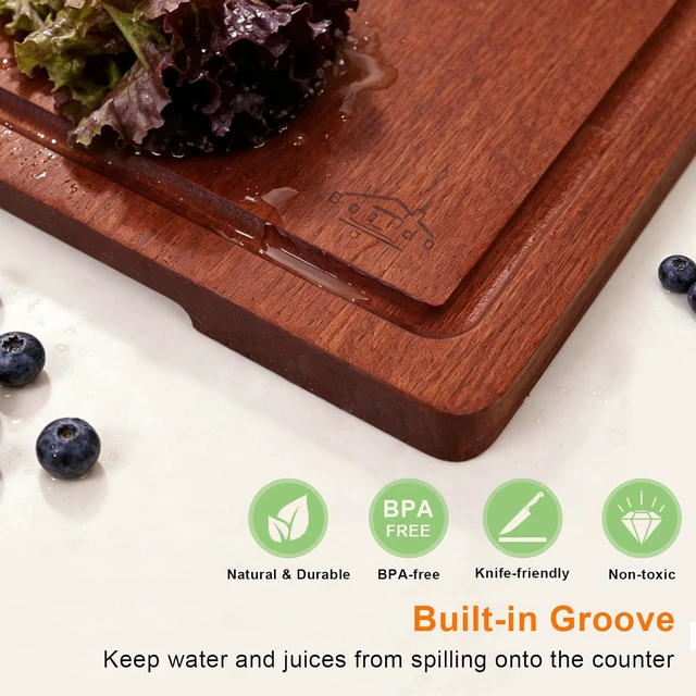 Alt view image 6 of 7 - Real Solid Sapele Hardwood Cutting Board, No Glue Non Toxic-17"*12"*1"