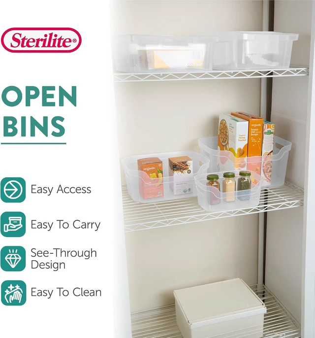 Alt view image 2 of 7 - Large Open Scoop Front Storage Bin, Clear Plastic Tote, 6-Pack