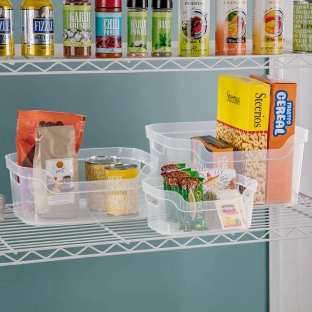 Alt view image 4 of 7 - Large Open Scoop Front Storage Bin, Clear Plastic Tote, 6-Pack