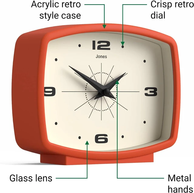 Alt view image 6 of 7 - ® Film Desk Clock | Retro Rectangular Design | Orange