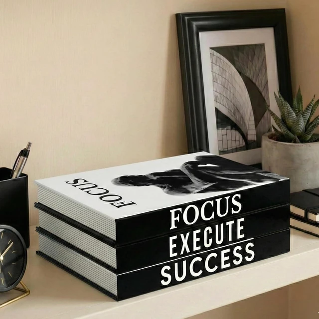 Main image of Motivational Decorative Books Set of 3 - Faux Books for Home Office Decor