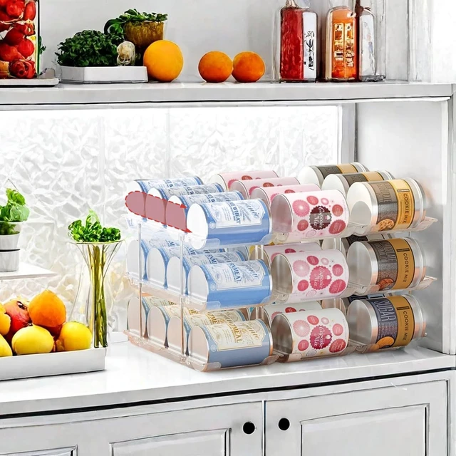 Alt view image 4 of 6 - Can Organizer for Pantry, 3 Tier Rolling Can Storage Organizer Pantry