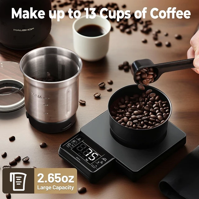 Alt view image 4 of 7 - HAUSHOF Electric Coffee Grinder, One Touch Coffee Bean and Spice Grinder