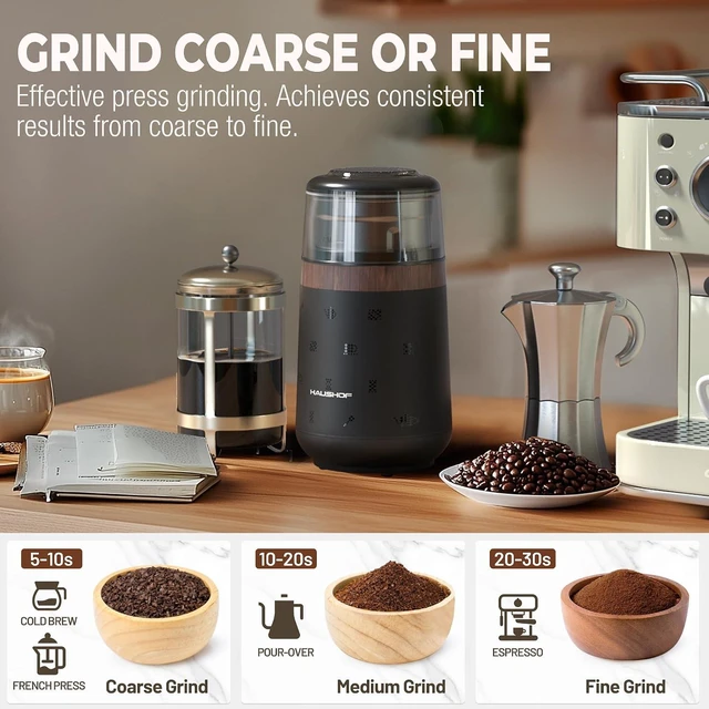 Alt view image 5 of 7 - HAUSHOF Electric Coffee Grinder, One Touch Coffee Bean and Spice Grinder