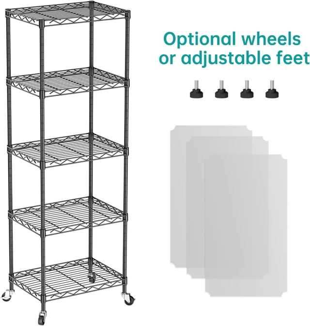 Alt view image 4 of 7 - Small 5 Tier Shelves Wire Storage Shelving Adjustable Metal Shelf