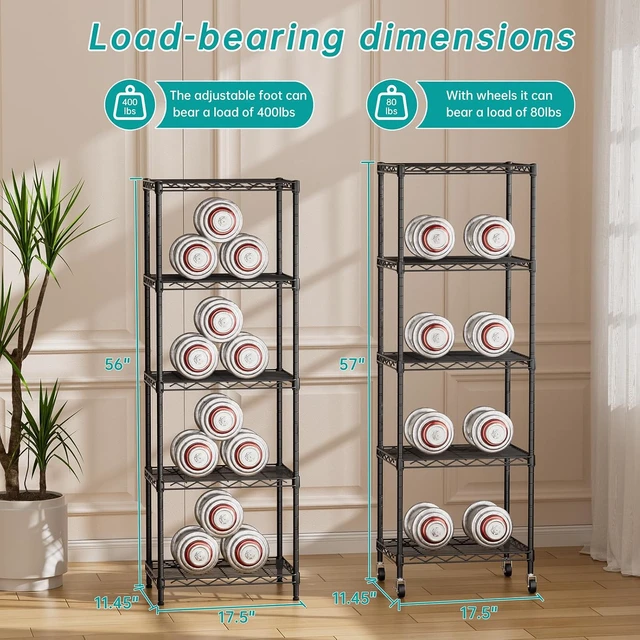 Alt view image 6 of 7 - Small 5 Tier Shelves Wire Storage Shelving Adjustable Metal Shelf