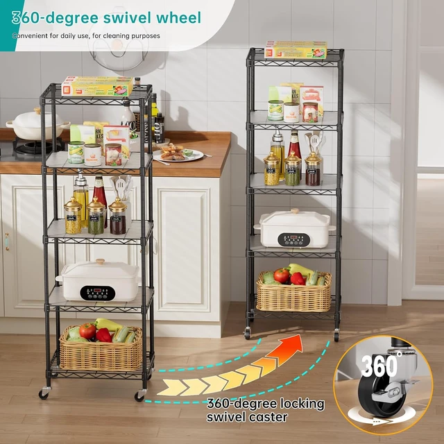 Alt view image 7 of 7 - Small 5 Tier Shelves Wire Storage Shelving Adjustable Metal Shelf