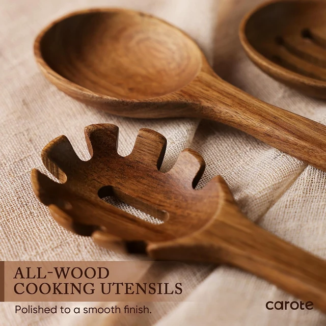 Alt view image 2 of 7 - Wooden Utensil Set, 8-Piece Acacia Wood Cooking Utensils