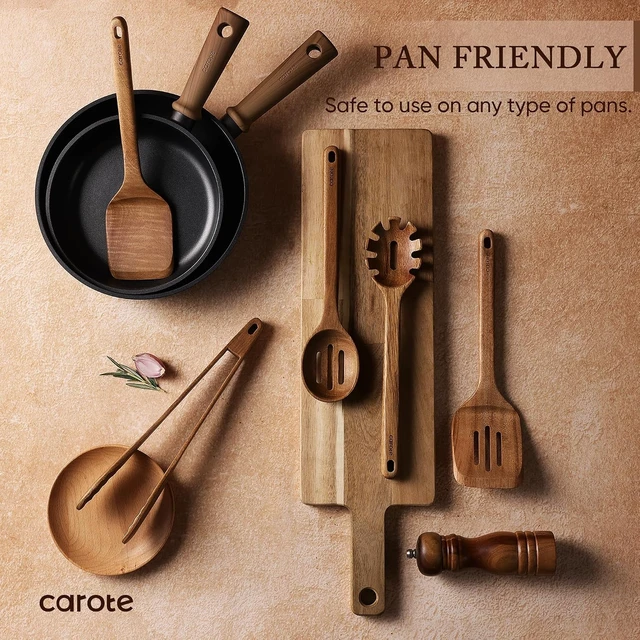 Alt view image 4 of 7 - Wooden Utensil Set, 8-Piece Acacia Wood Cooking Utensils