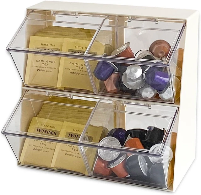 Alt view image 6 of 7 - Large Coffee Pod and Tea Bags Organizer with Lid, White