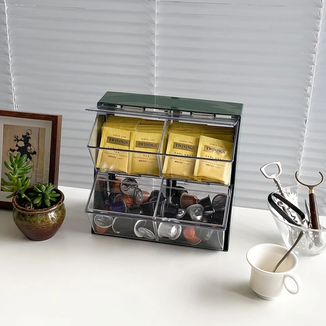 Alt view image 7 of 7 - Large Coffee Pod and Tea Bags Organizer with Lid, White