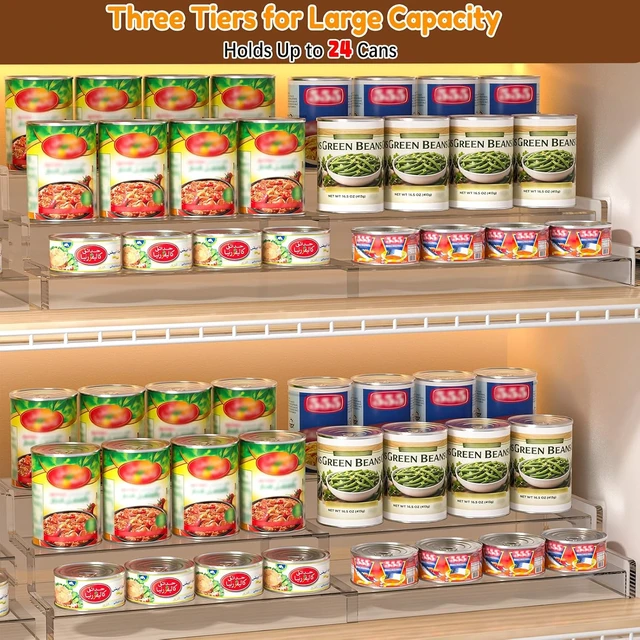 Alt view image 2 of 7 - Expandable Can Organizer for Pantry, 3-Tier Adjustable Can Storage Holder