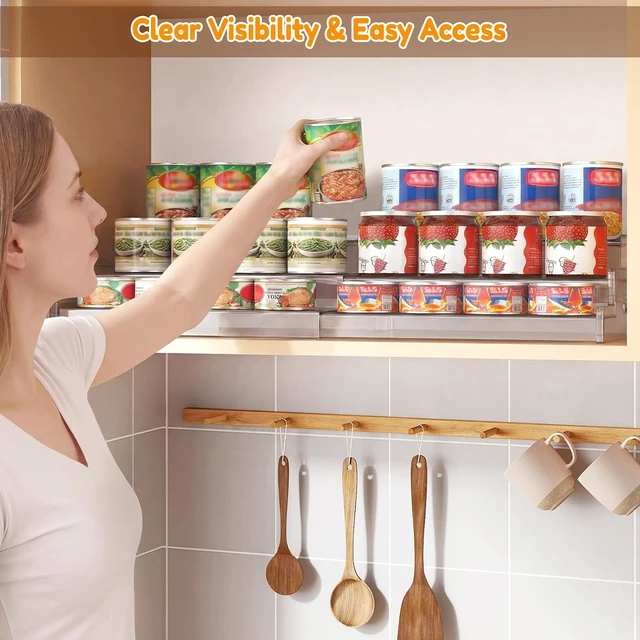 Alt view image 3 of 7 - Expandable Can Organizer for Pantry, 3-Tier Adjustable Can Storage Holder
