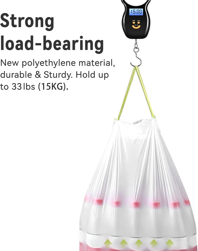 Alt view image 2 of 7 - Extra Strong White Trash Bags with Drawstring, Multiple Sizes 90 Count, Kitchen Drawstring trash bags 90 Trash Bags (21 gallon 90 ct)