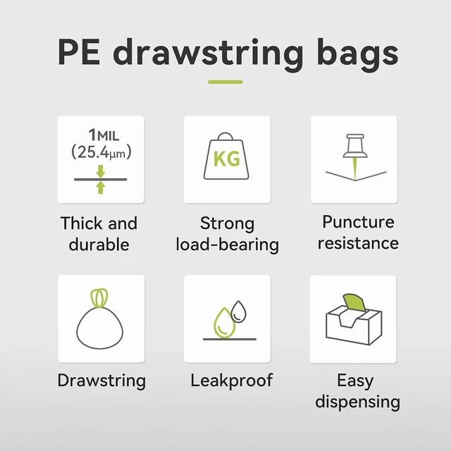 Alt view image 3 of 7 - Extra Strong White Trash Bags with Drawstring, Multiple Sizes 90 Count, Kitchen Drawstring trash bags 90 Trash Bags (21 gallon 90 ct)