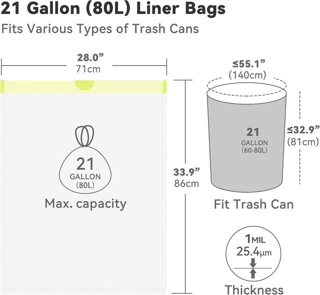 Alt view image 5 of 7 - Extra Strong White Trash Bags with Drawstring, Multiple Sizes 90 Count, Kitchen Drawstring trash bags 90 Trash Bags (21 gallon 90 ct)
