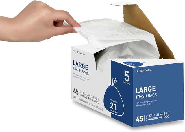 Alt view image 6 of 7 - Extra Strong White Trash Bags with Drawstring, Multiple Sizes 90 Count, Kitchen Drawstring trash bags 90 Trash Bags (21 gallon 90 ct)