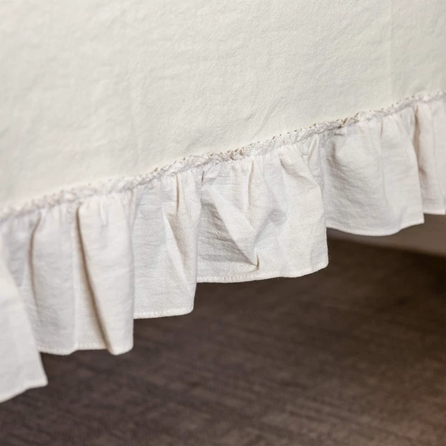 Alt view image 5 of 7 - Retro Farmhouse Ruffle Tablecloth Cotton Flounces Trim Washable Table Cover Tablecloths for Rectangle Table Baby Shower Kitchen Party Wedding Decor 60''x84''