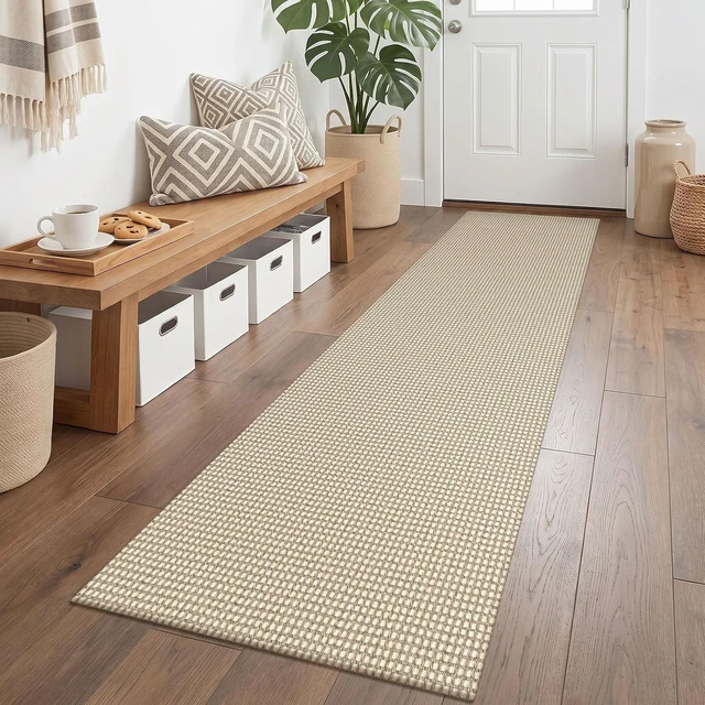 Main image of Runners for Hallways 2x6 ft Washable Kitchen Runner Non Slip Rubber Backed Hall Runners Cotton Entryway Runner Rugs for Indoor Backdoor Bedroom Kitchen, Oatmeal Beige