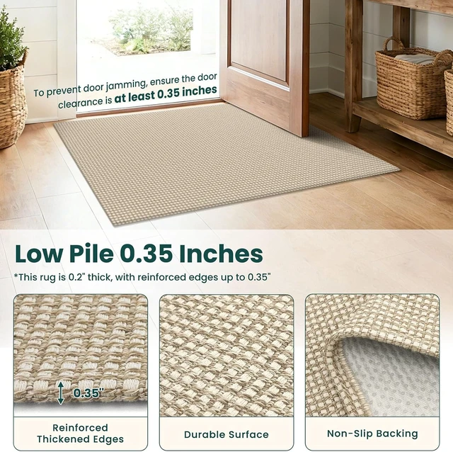 Alt view image 4 of 7 - Runners for Hallways 2x6 ft Washable Kitchen Runner Non Slip Rubber Backed Hall Runners Cotton Entryway Runner Rugs for Indoor Backdoor Bedroom Kitchen, Oatmeal Beige