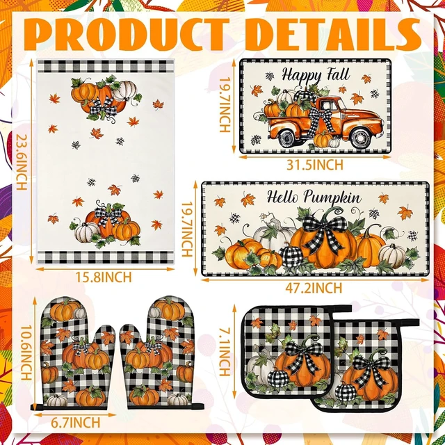 Alt view image 3 of 6 - 10 Pcs Fall Pumpkin Kitchen Decor Set for Home, Cooking Gift
