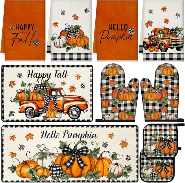 Main image of 10 Pcs Fall Pumpkin Kitchen Decor Set for Home, Cooking Gift