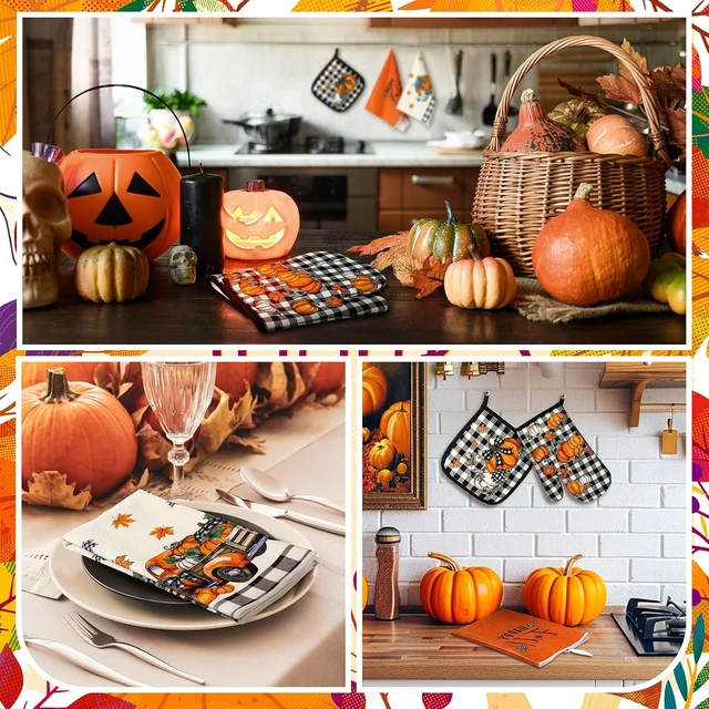 Alt view image 6 of 6 - 10 Pcs Fall Pumpkin Kitchen Decor Set for Home, Cooking Gift