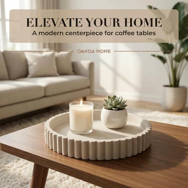 Alt view image 4 of 7 - Decorative Trays for Home Decor - Coffee Table Centerpiece Tray