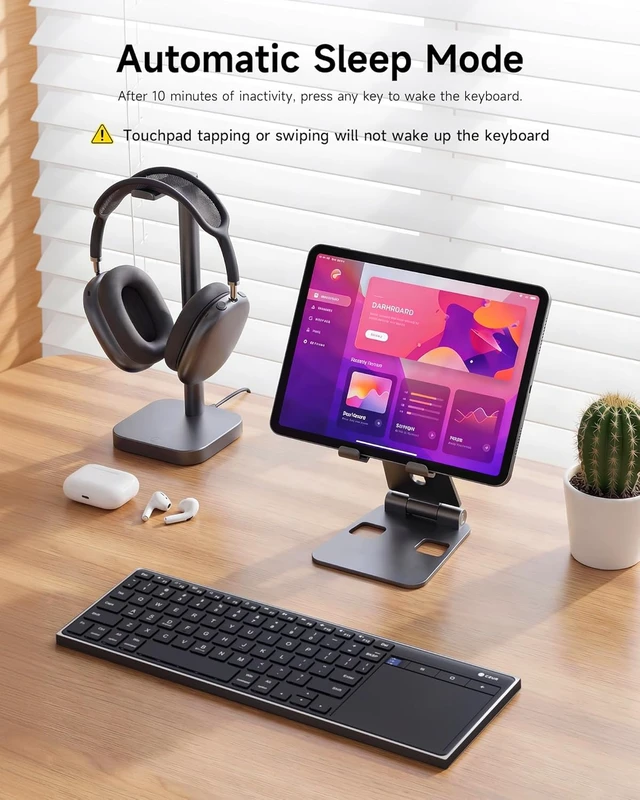 Alt view image 3 of 7 - K5S Bluetooth Keyboard with Touchpad, Wireless & Wired Keyboard