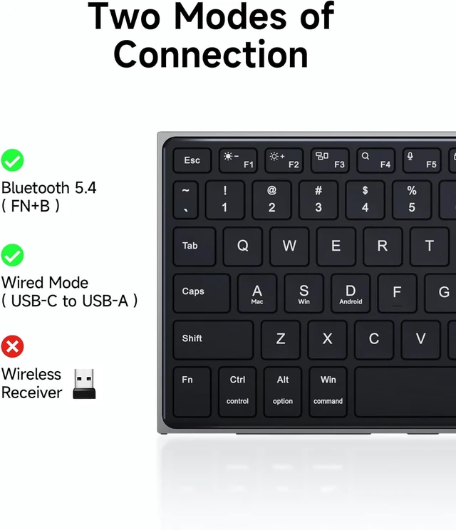 Alt view image 5 of 7 - K5S Bluetooth Keyboard with Touchpad, Wireless & Wired Keyboard