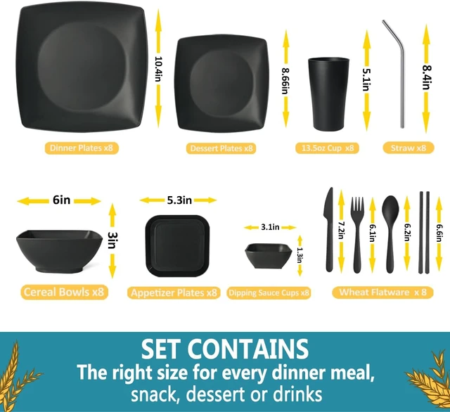 Alt view image 2 of 7 - 88-piece Flatware Plates and Bowls Sets for 8,Kitchen Dinnerware Set