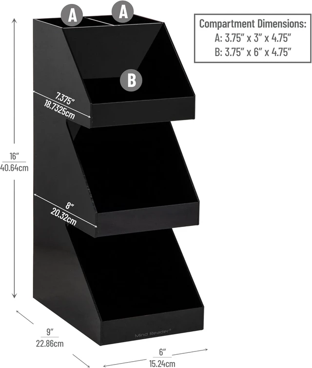 Alt view image 3 of 6 - Coffee Tea Utensil and Condiment Station, Countertop Organizer, Coffee Bar, Kitchen, Acrylic, Black