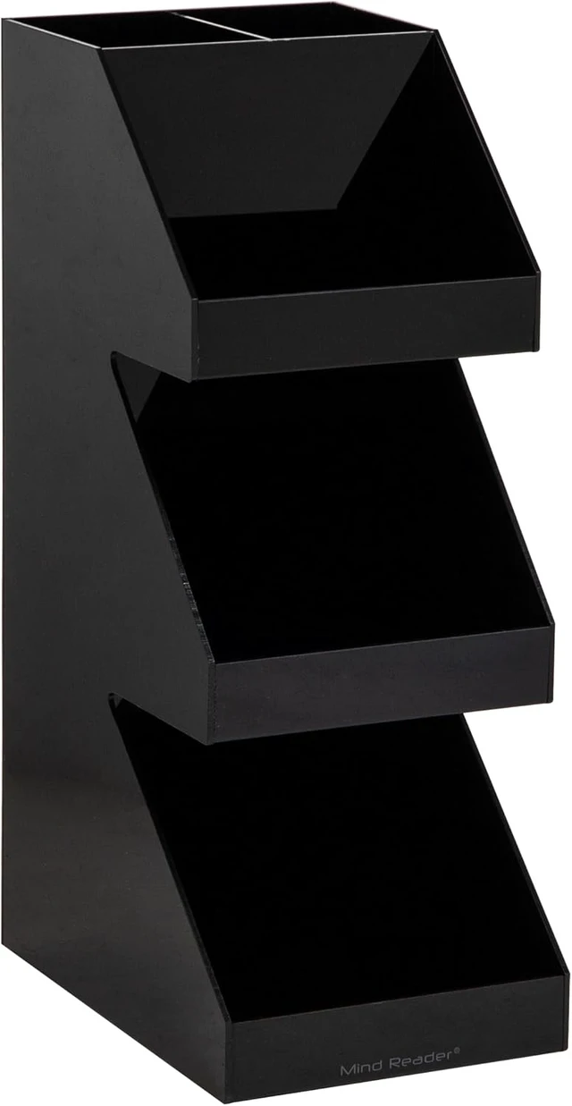 Alt view image 6 of 6 - Coffee Tea Utensil and Condiment Station, Countertop Organizer, Coffee Bar, Kitchen, Acrylic, Black
