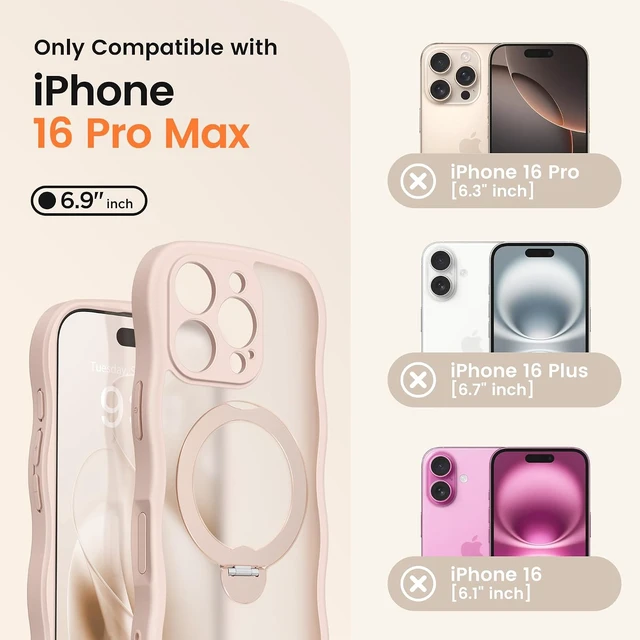 Alt view image 2 of 7 - for iPhone 16 Pro Max Case with Magnetic Stand, Rose Gold